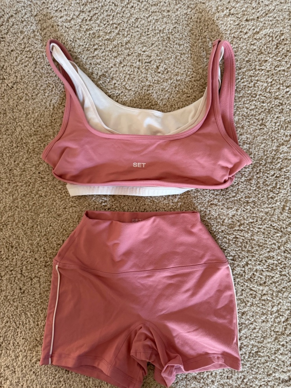 SET Active Dusty Rose Scoop Sports Bra & High-Waist Shorts